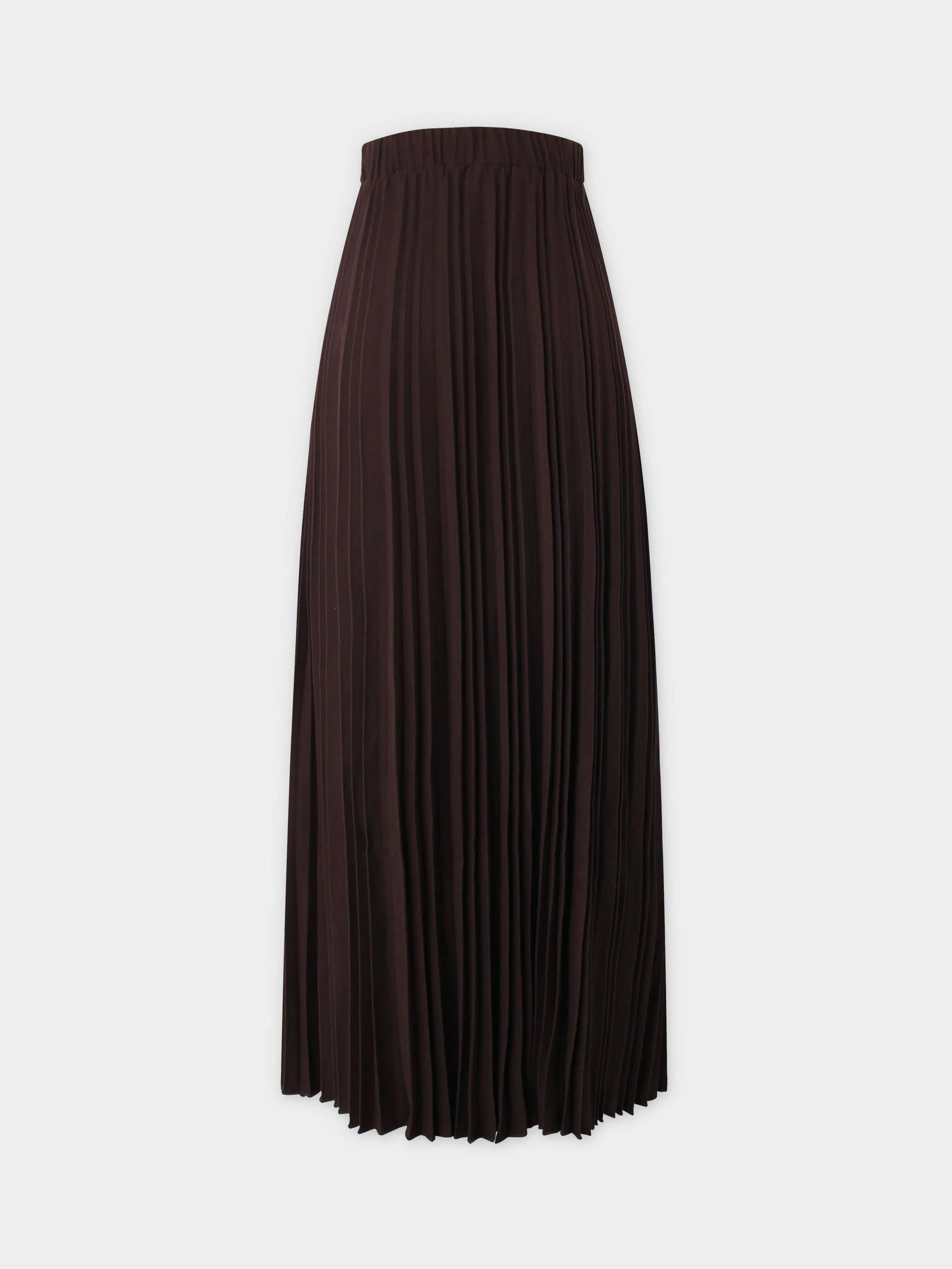 Wool Blend  Pleated Skirt-Dark Brown