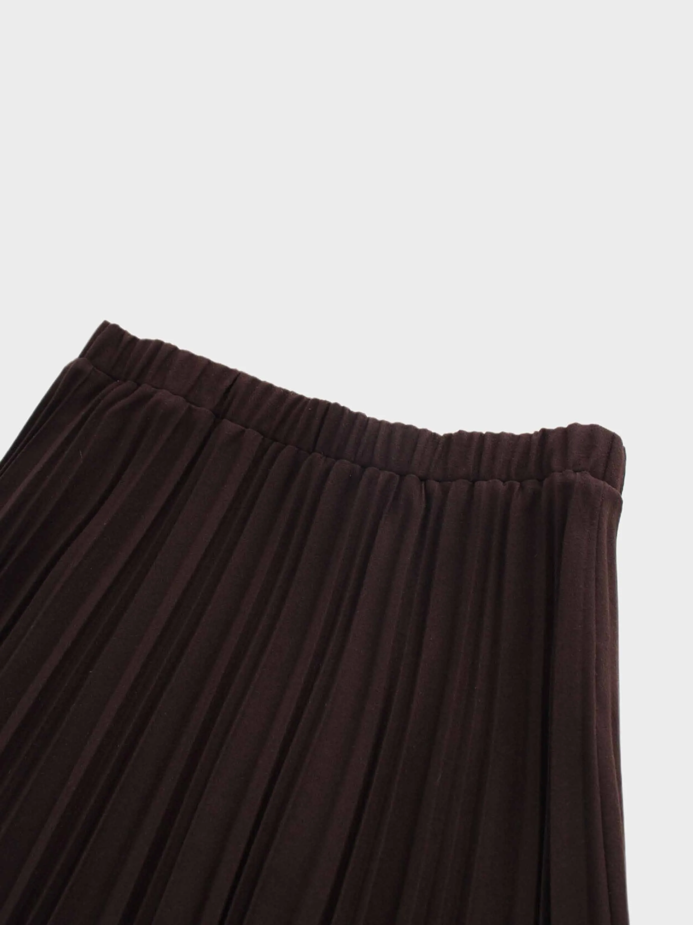 Wool Blend  Pleated Skirt-Dark Brown