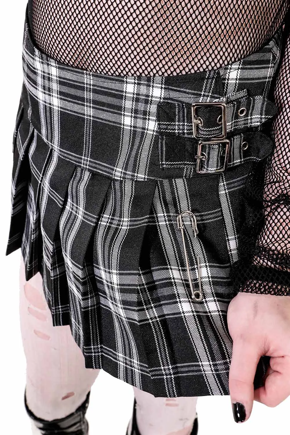 World's End Pleated Mini Skirt in Black Plaid