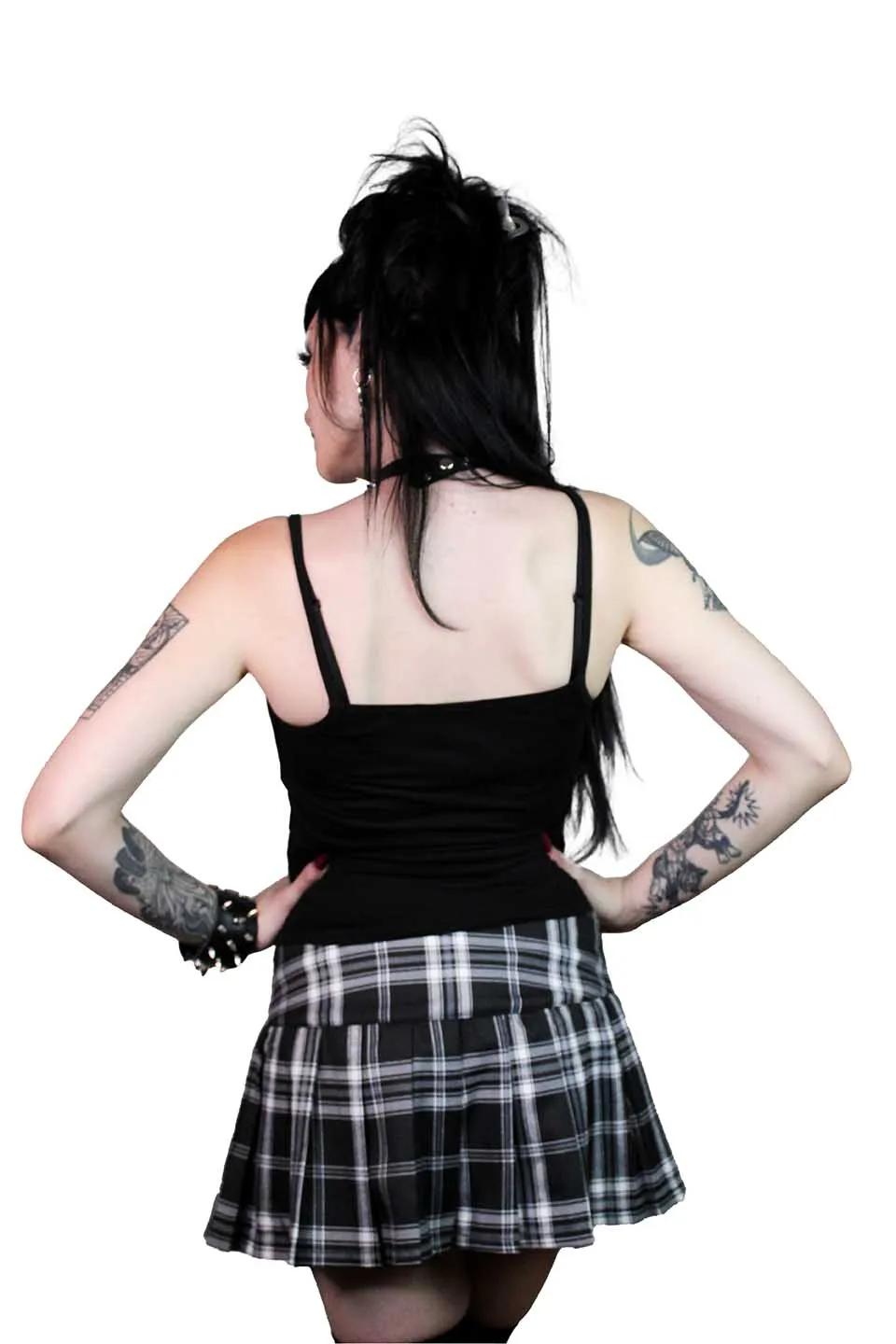 World's End Pleated Mini Skirt in Black Plaid