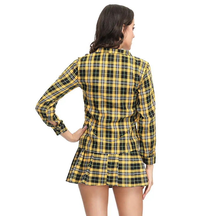 Yellow and Black Tartan Shirt and Skirt Set